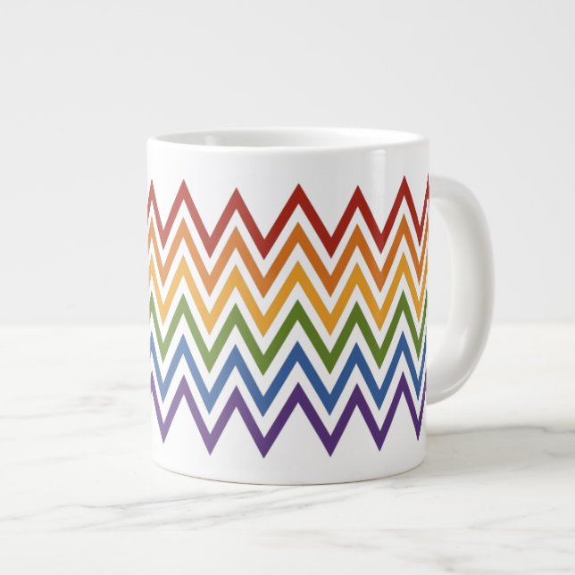 Rainbow Chevron Mönster anpassningsbar mugg Jumbo Mugg (Framsida höger)
