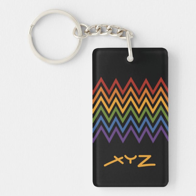 Rainbow Chevron Mönster anpassningsbar nyckelring (Framsidan)