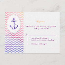 Rainbow Chevron Nautical Bröllop OSA Inbjudan Vykort