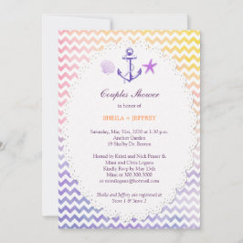 Rainbow Chevron Nautical Par Shower Inbjudningar