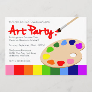 Rainbow Children's Art Party Birthday Inbjudningar