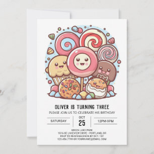Rainbow Children's Lollipop Birthday Inbjudningar