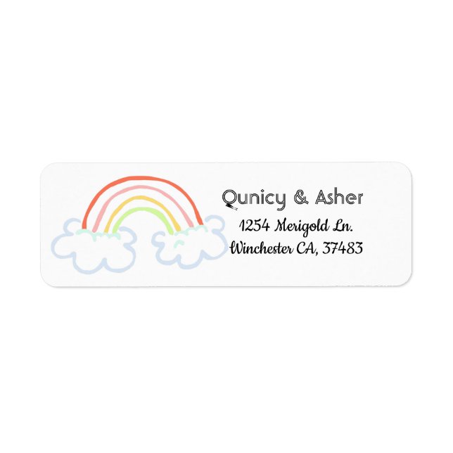 Rainbow Children's, Roligt Rainbow Address Label Returadress Etikett (Framsidan)