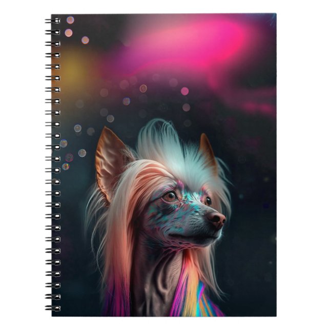 Rainbow Chinese Crested Hund Notebook Anteckningsbok (Framsidan)