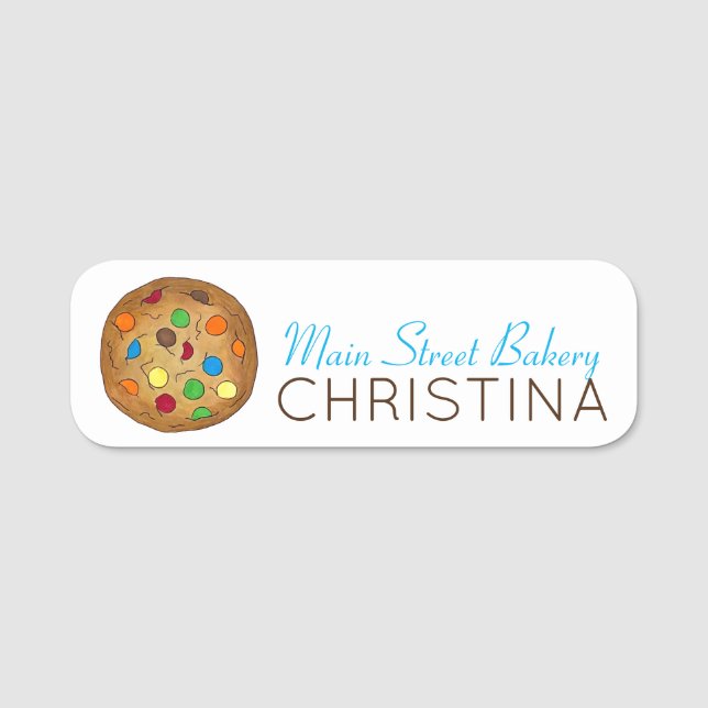 Rainbow Chocolate Chip Cookies Bake Shop Namnbricka (Framsida)