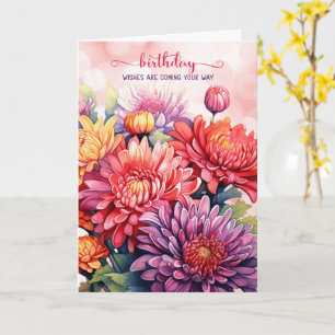 Rainbow Chrysanthemums LGBTQ Birthday Kort