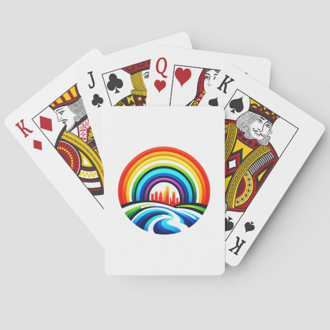 Rainbow City Skyline Urban Diversity & Hope Design Casinokort (Baksidan)