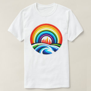 Rainbow City Skyline Urban Diversity & Hope Design T Shirt
