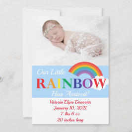 Rainbow Cloud Cutie Single Photo Birth Meddelande