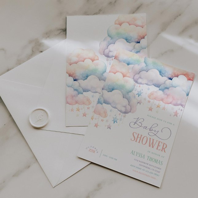 Rainbow Cloud Gender Neutral Baby Shower Inbjudningar (Skapare uppladdad)