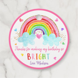 Rainbow Cloud Hearts Rosa Guld Birthday Tack Gåvor Etiketter