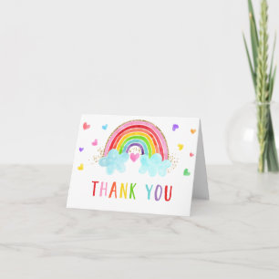 Rainbow Cloud Hearts Rosa Guld Birthday Tack Kort