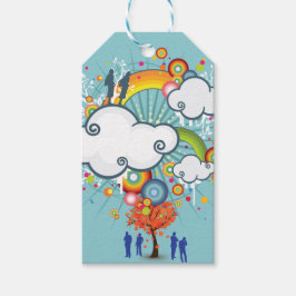 Rainbow Cloud People Gift Märkre Presentetikett