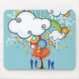 Rainbow Cloud People Träd Mousepad Musmatta
