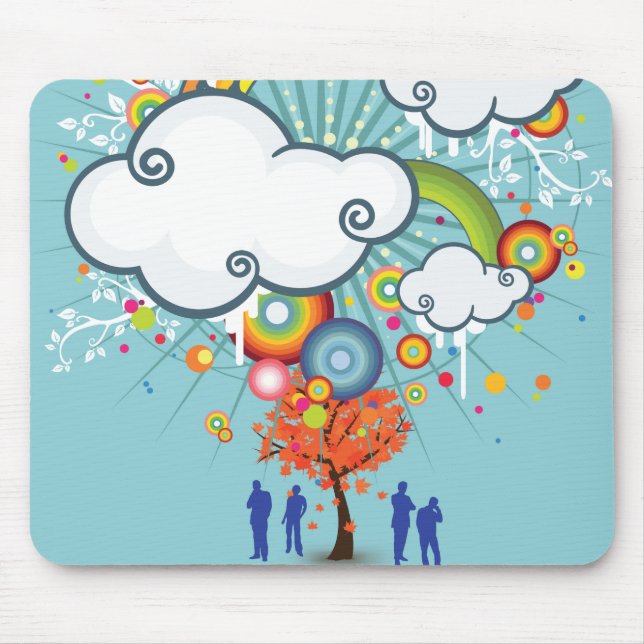 Rainbow Cloud People Träd Mousepad Musmatta (Framsidan)
