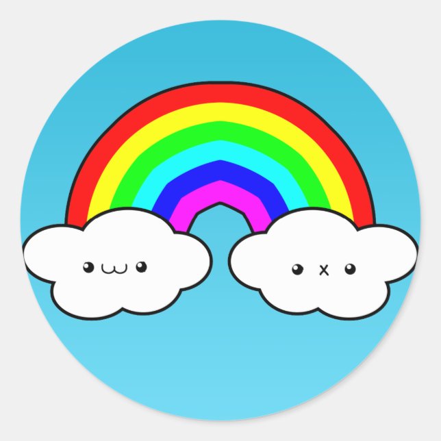 Rainbow Cloud Sticker Runt Klistermärke (Framsida)