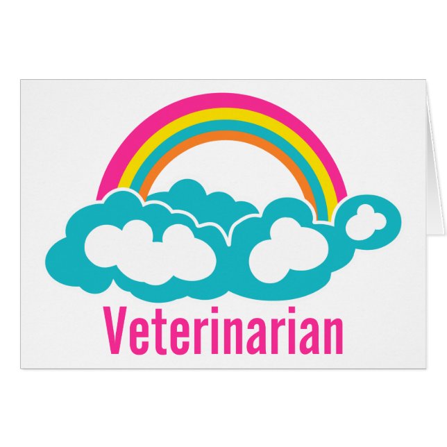 Rainbow Cloud Veterinarian Hälsningskort (Framsidan Horizontal)
