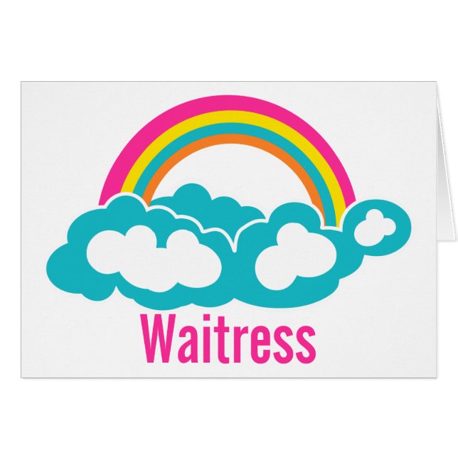Rainbow Cloud Waitress Hälsningskort (Framsidan Horizontal)
