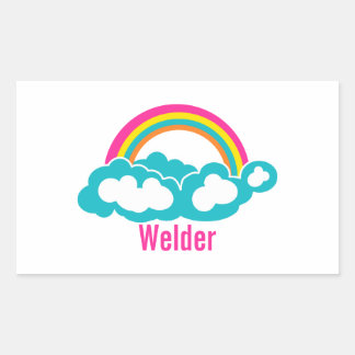 Rainbow Cloud Welder Rektangulärt Klistermärke