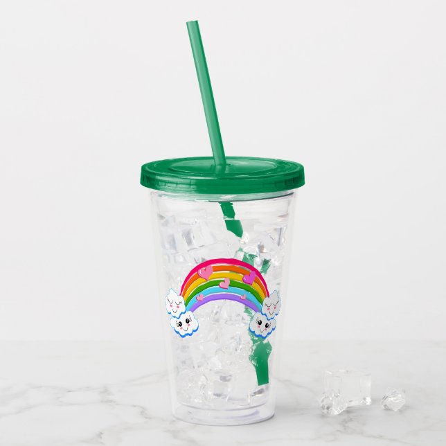 Rainbow Clouds Acrylic Tumbler Take Away Mugg (Framsida Ice)