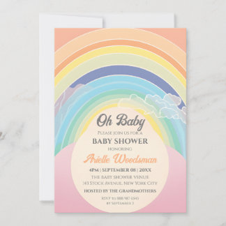 Rainbow Clouds Baby Shower Anpassa Egg Ram Inbjudningar