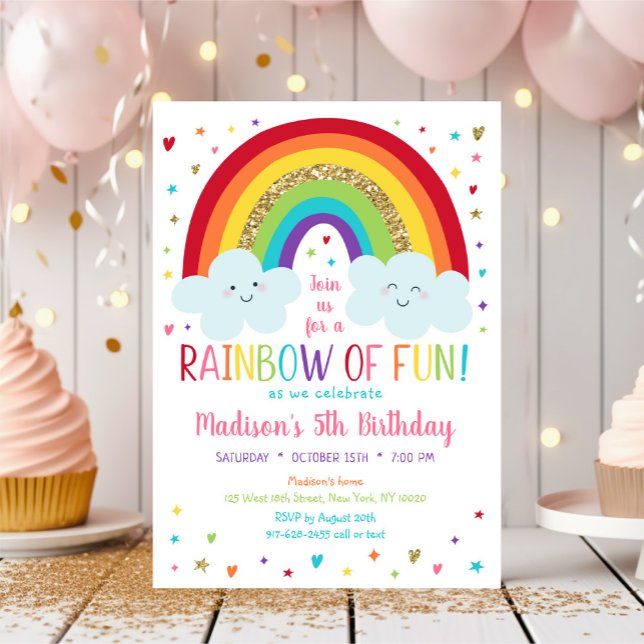 Rainbow Clouds Birthday Inbjudningar (Skapare uppladdad)