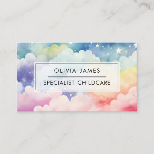 Rainbow Clouds Childcare Babywatch Daycare Nanny Visitkort