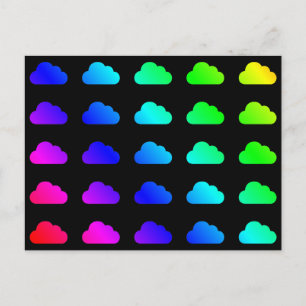 Rainbow Clouds Colorful Multifärgad Kawaii Clipart Vykort
