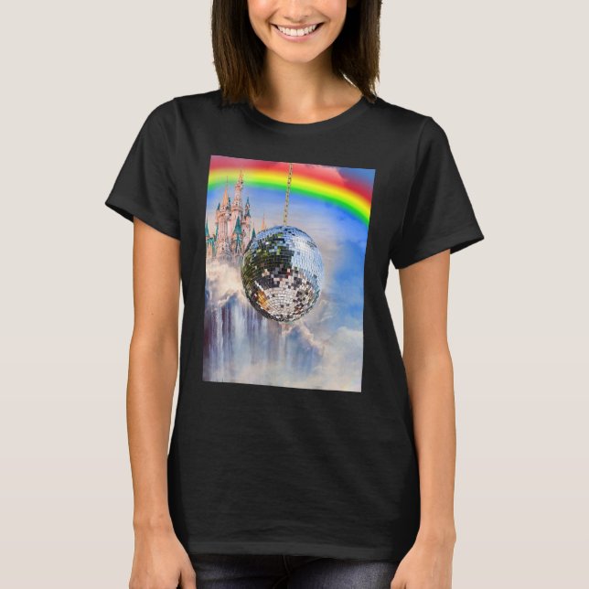Rainbow Clouds Disco Boll T Shirt (Framsida)