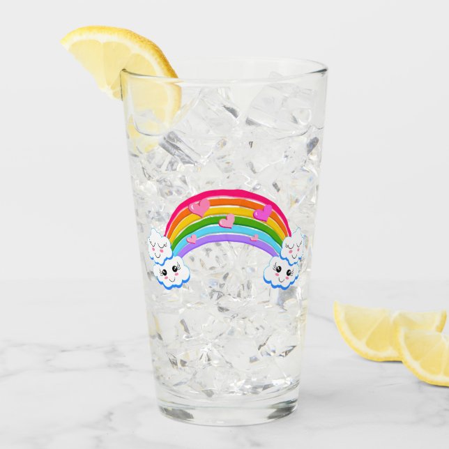 Rainbow Clouds Glass Tumbler Glaskopp (Framsida Ice)