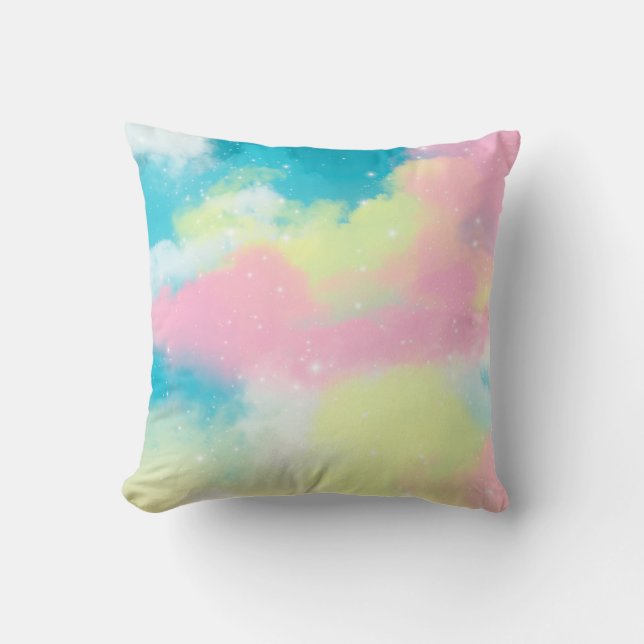 Rainbow clouds gnistra-stjärnor i glitter kudde (Framsida)