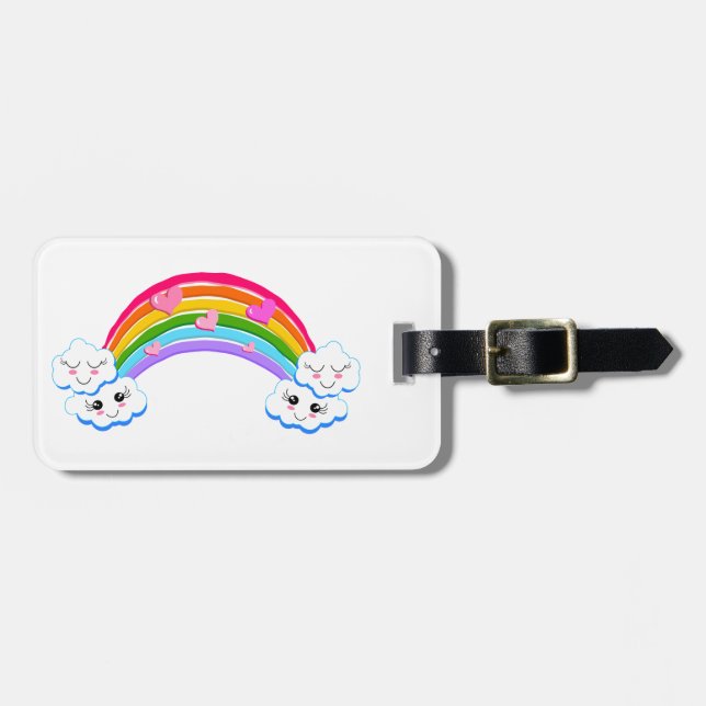 Rainbow Clouds Luggage Tag Bagagebricka (Horisontell Framsida)