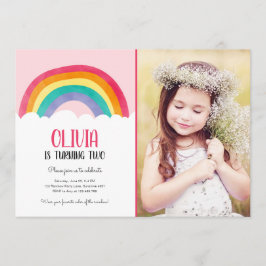 Rainbow Clouds Rosa Girl Girl Roligt Birthday Inve Inbjudningar