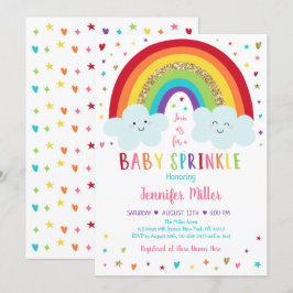 Rainbow Clouds Rosa Guld Baby Sprinkle Inbjudningar