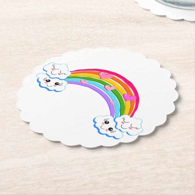 Rainbow Clouds Underläggs Underlägg Papper (Vinklad)