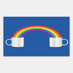 Rainbow Coffee Date T-Shirt Rektangulärt Klistermärke