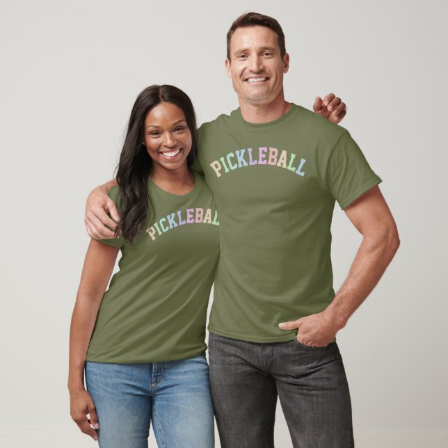 Rainbow Collegiate Stil Pickleball Älskare T Shirt (Unisex)