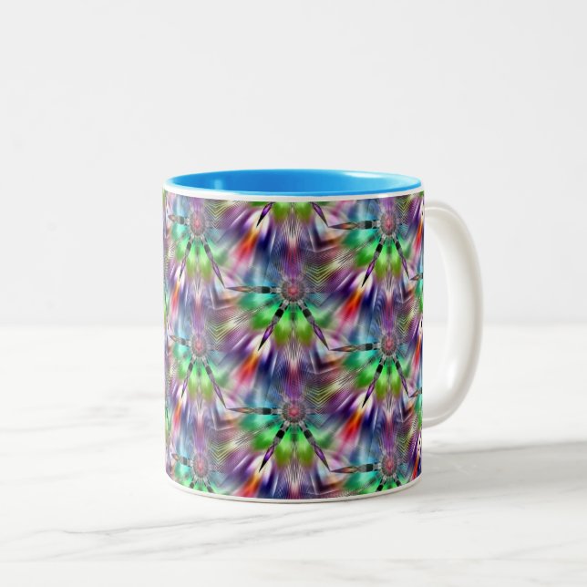 Rainbow Color Kaleidoscope Fan Mug Två-Tonad Mugg (Framsida höger)
