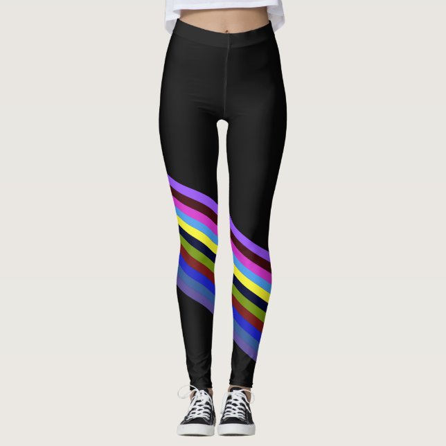 Rainbow Color Stripes Regenbogen Regenbogenfarben Leggings (Framsida)