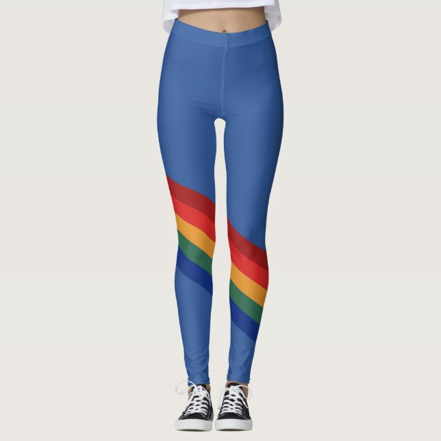 Rainbow Color Stripes Regenbogen Regenbogenfarben Leggings (Framsida)