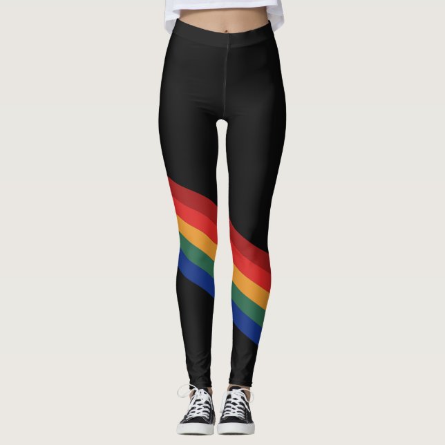 Rainbow Color Stripes Regenbogen Regenbogenfarben Leggings (Framsida)