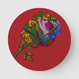 Rainbow Colored Floral Rund Klocka