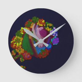 Rainbow Colored Floral Rund Klocka