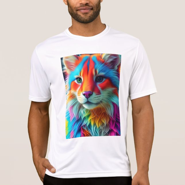 Rainbow Colored Furry Cat-68587 T Shirt (Framsida)