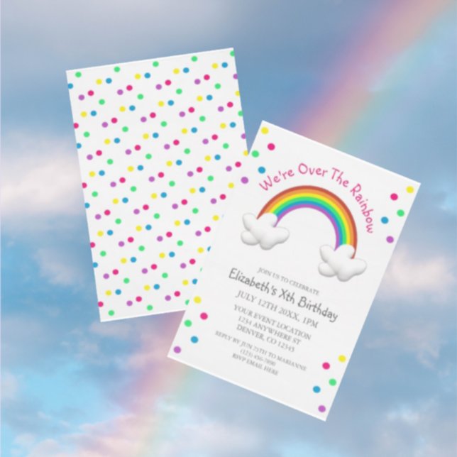 Rainbow Colorful Birthday Inbjudningar (Skapare uppladdad)