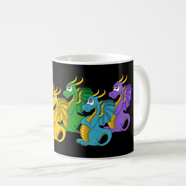 Rainbow colorful dragons cartoon  kaffemugg (Framsida höger)