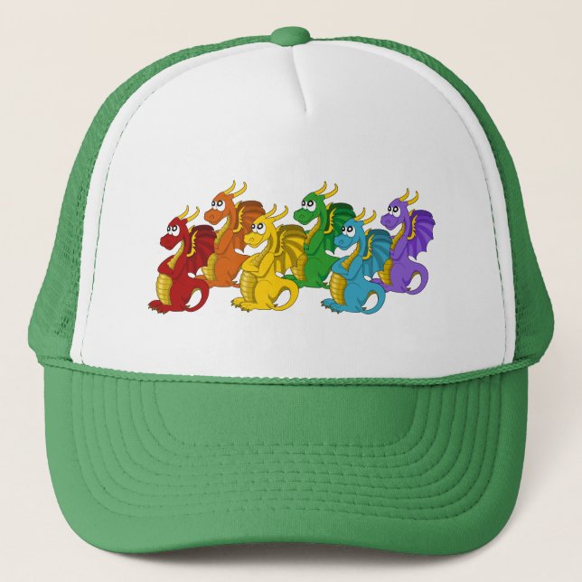 Rainbow colorful dragons cartoon  keps (Framsida)