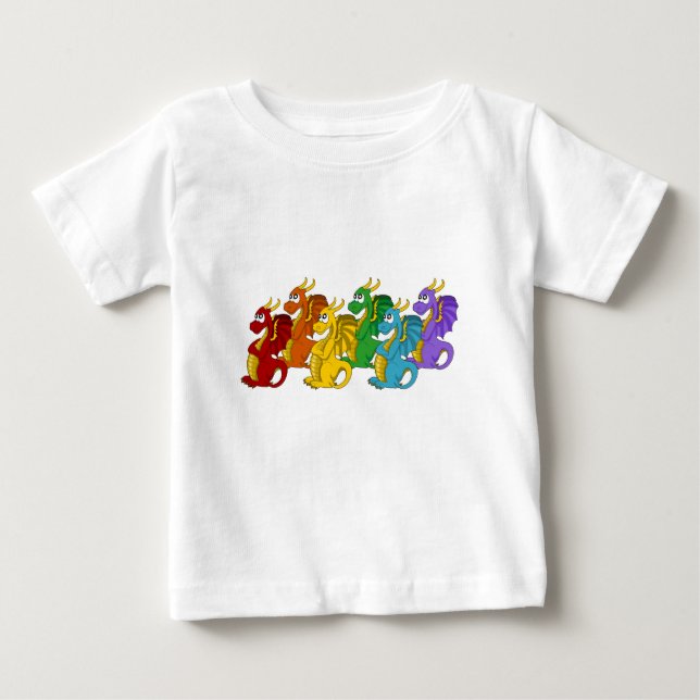 Rainbow colorful dragons cartoon  t shirt (Framsida)