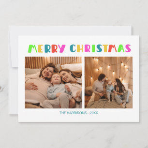 Rainbow Colorful fold God jul Two Photos Julkort