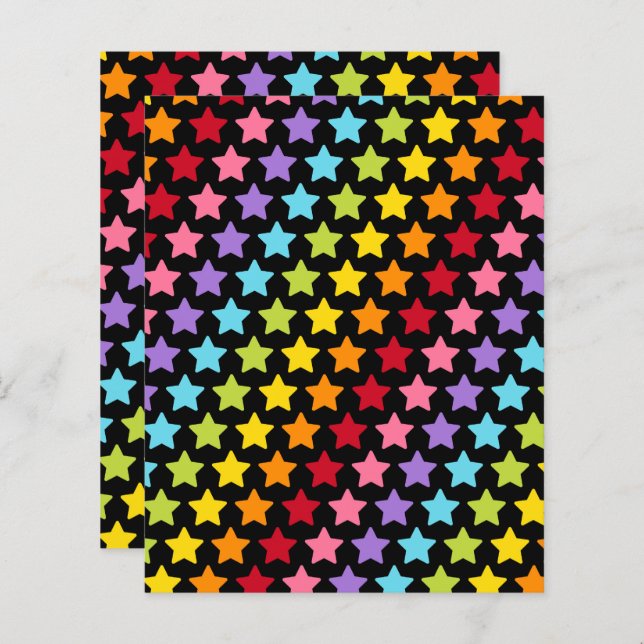 Rainbow Colorful Stars Scrapbook Papers (Fram/baksida)